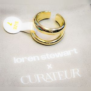 NWT Loren Stewart x Curateur Deux Open Band Ring 14k Gold Plated Women's Size 7